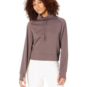 Juicy Couture Sport Jacquard Textured Crop Pullover M Plum Purple Funnel Neck